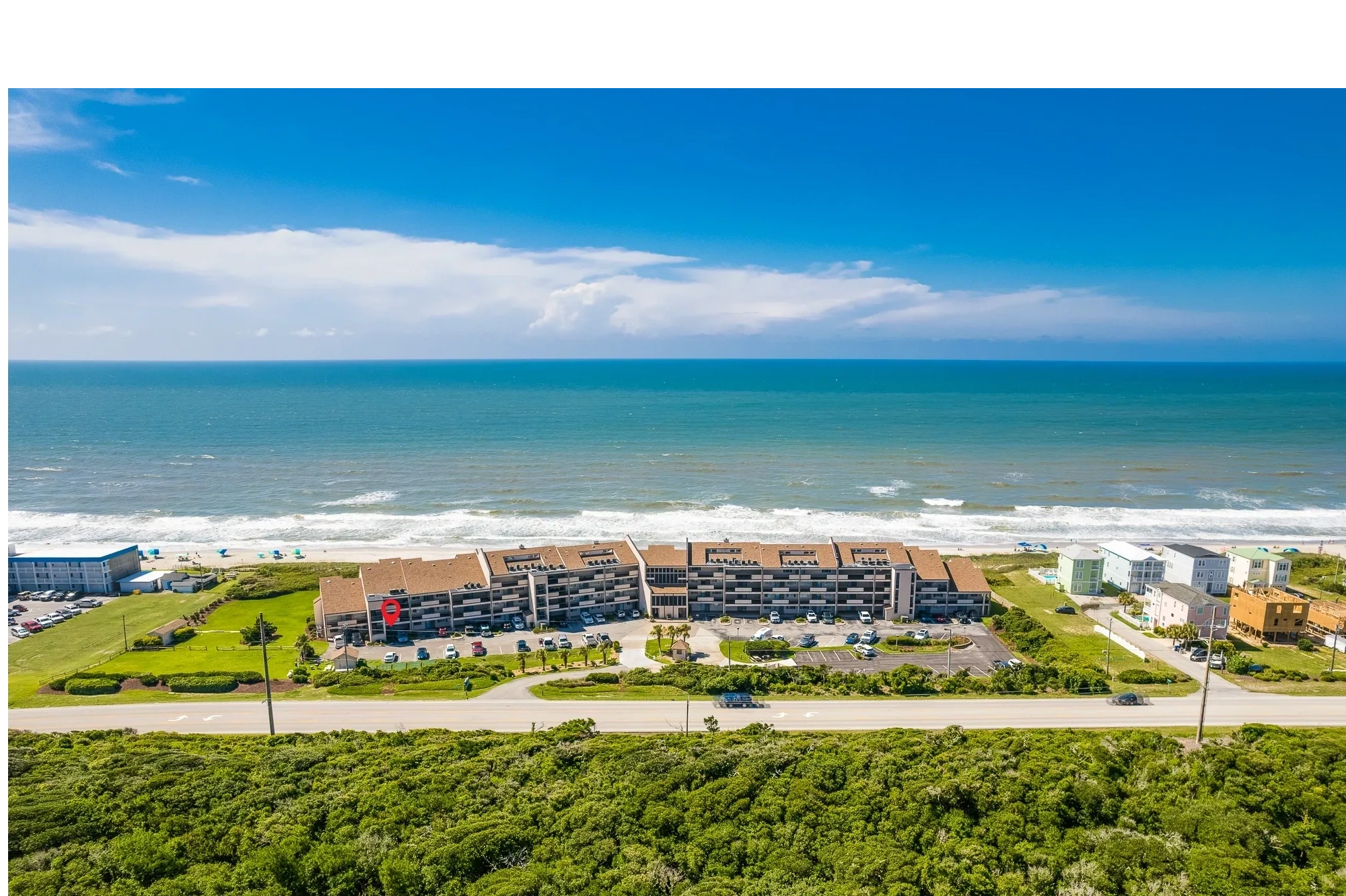 Aerial view of beachfront resort